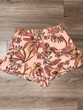 wild fable Pink Tropical-Print High-Waist Women's Shorts
